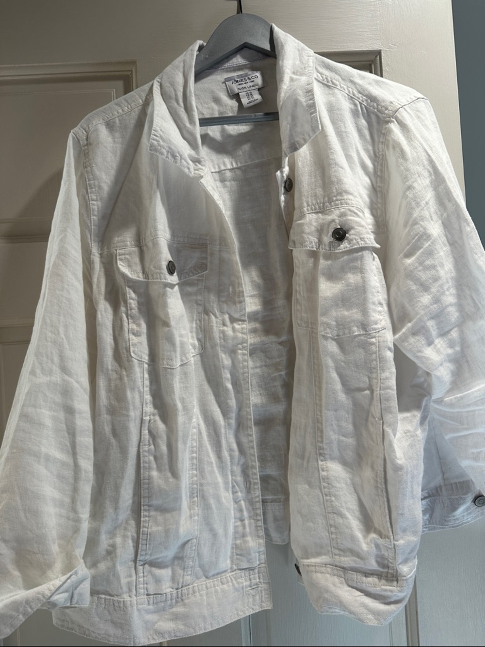Jones New York White Linen Button-Front Jacket